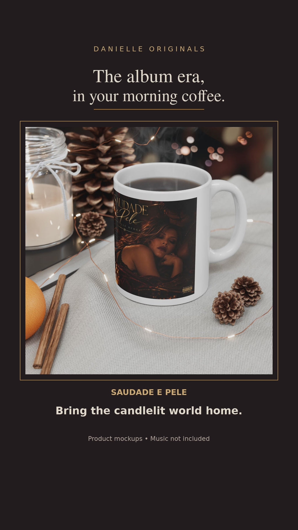 Saudade e Pele 11 ounce ceramic mug: 15-second product preview with Come Through by Danielle Durga.